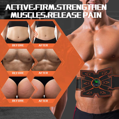 Abs Stimulator, Ab Stimulator, Rechargeable Ultimate Muscle Toner Trainer Fit for Men Women Abdominal Fitness Workout EMS Muscle Stimulation with 16 Extra Gel Pads