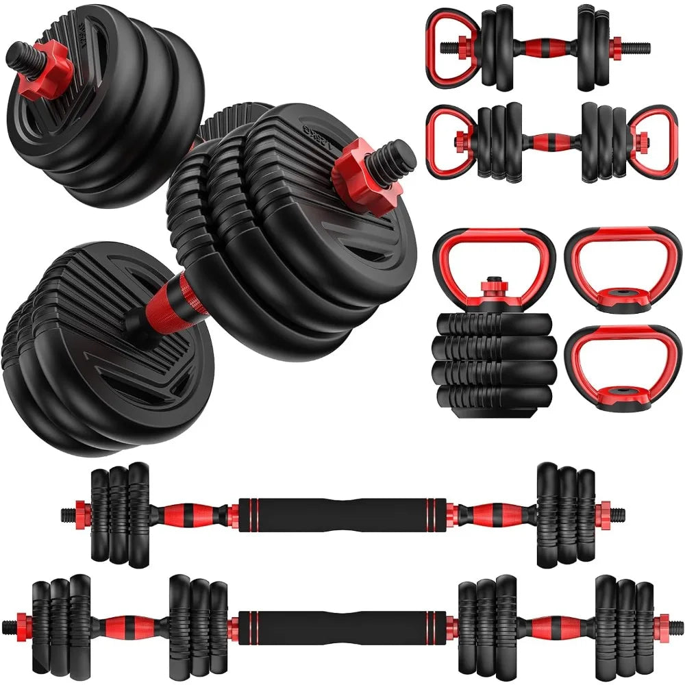 Adjustable Dumbbell Set 20Lbs/35Lbs/55Lb/70Lbs/90Lbs Free Weights Dumbbells, 4 in 1 Weight Set, Dumbbell, Barbell